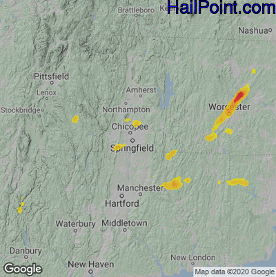Hail Map for Springfield, MA Region on July 17, 2021