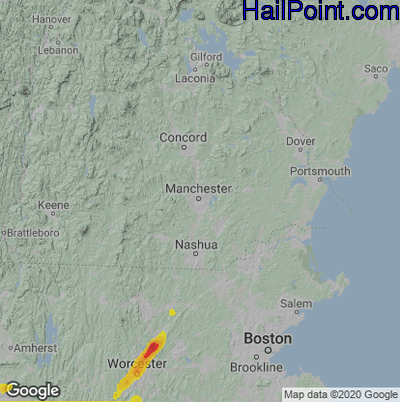 Hail Map for Manchester, NH Region on July 17, 2021