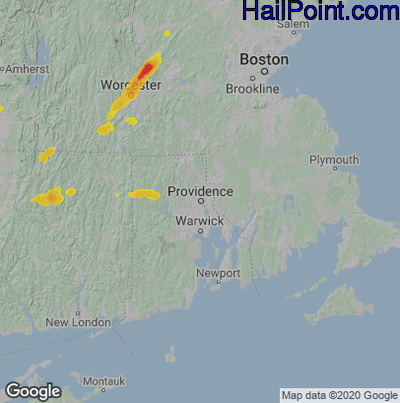 Hail Map for Providence, RI Region on July 17, 2021