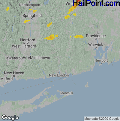 Hail Map for Norwich, CT Region on July 17, 2021