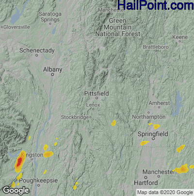 Hail Map for Pittsfield, MA Region on July 17, 2021 