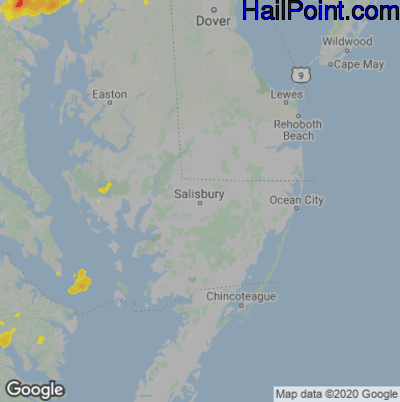 Hail Map for Salisbury., MD Region on July 17, 2021