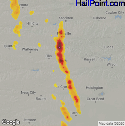 Hail Map for Hays, KS Region on July 18, 2021