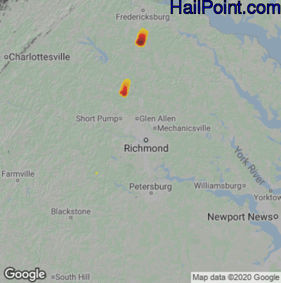 Hail Map for Richmond, VA Region on July 20, 2021