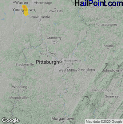 Hail Map for Pittsburgh, PA Region on July 20, 2021