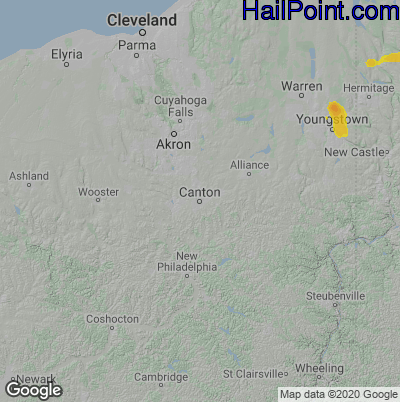 Hail Map for Canton, OH Region on July 20, 2021