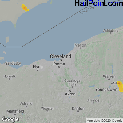 Hail Map for Cleveland, OH Region on July 20, 2021