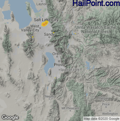 Hail Map for Provo, UT Region on July 23, 2021 