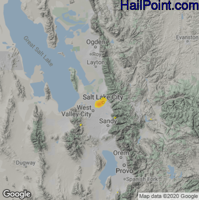 Hail Map for Salt Lake City, UT Region on July 23, 2021