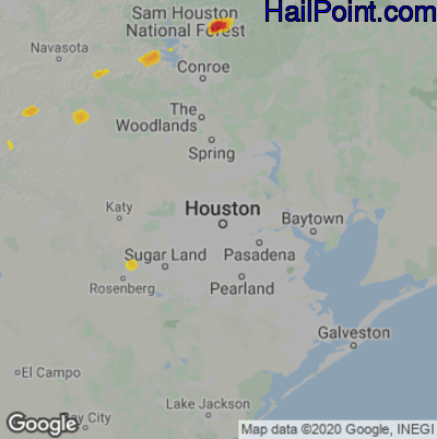 Hail Map for Houston, TX Region on July 24, 2021