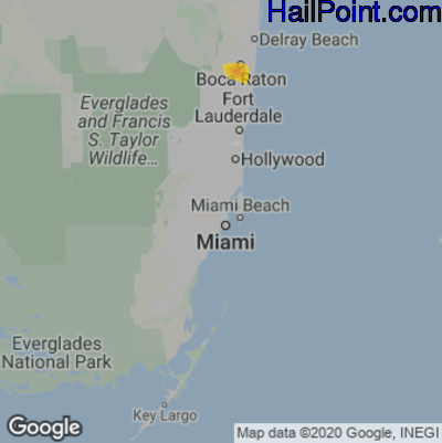 Hail Map for Miami, FL Region on July 24, 2021