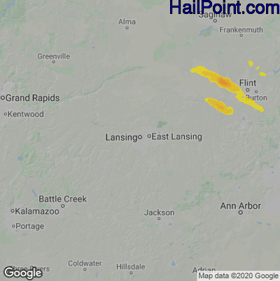 Hail Map for Lansing, MI Region on July 24, 2021