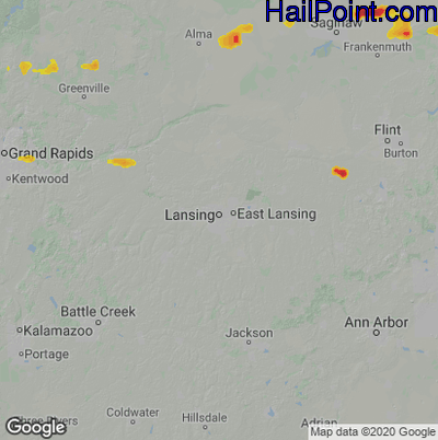 Hail Map for Lansing, MI Region on July 26, 2021 