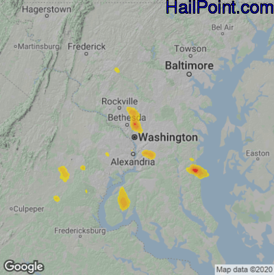 Hail Map for Washington, DC Region on July 26, 2021 