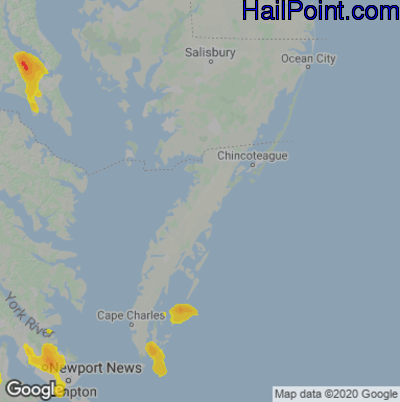 Hail Map for Parksley, DE Region on July 28, 2021 