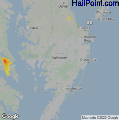 Hail Map for Salisbury., MD Region on July 28, 2021