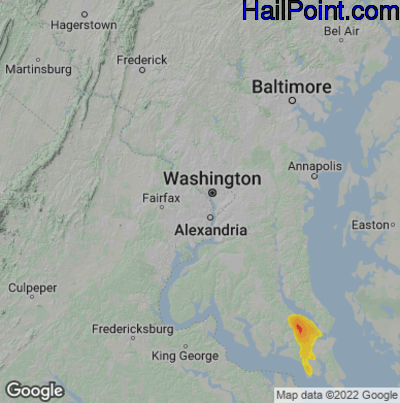 Hail Map for Arlington, VA Region on July 28, 2021 