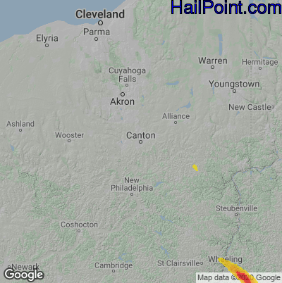 Hail Map for Canton, OH Region on July 29, 2021 