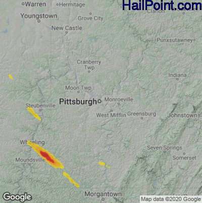 Hail Map for Pittsburgh, PA Region on July 29, 2021