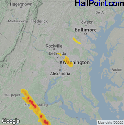 Hail Map for Washington, DC Region on July 29, 2021 