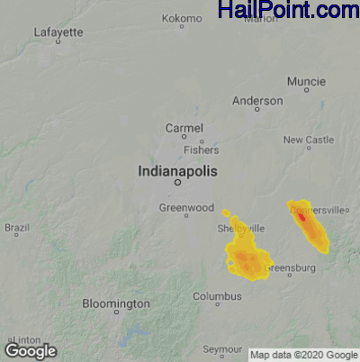 Hail Map for Indianapolis, IN Region on July 29, 2021