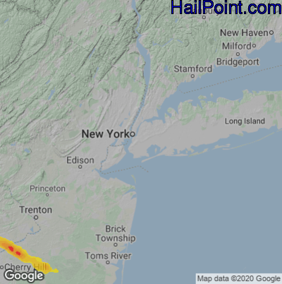 Hail Map for New York, NY Region on July 29, 2021