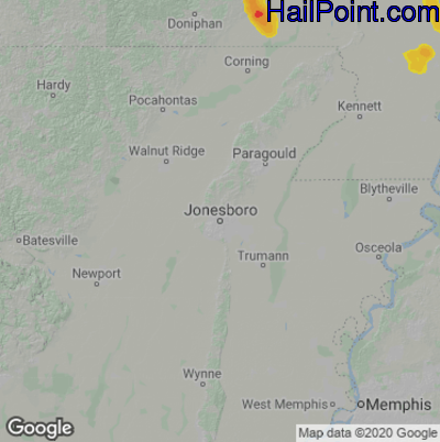 Hail Map for Jonesboro, AR Region on July 31, 2021