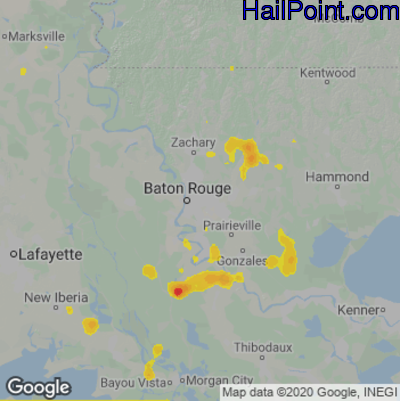 Hail Map for Baton Rouge, LA Region on July 31, 2021