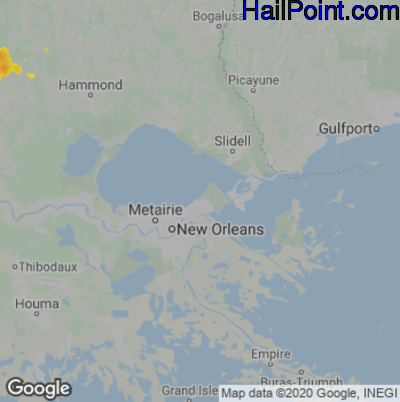 Hail Map for New Orleans, LA Region on July 31, 2021
