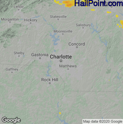 Hail Map for Charlotte, NC Region on August 1, 2021