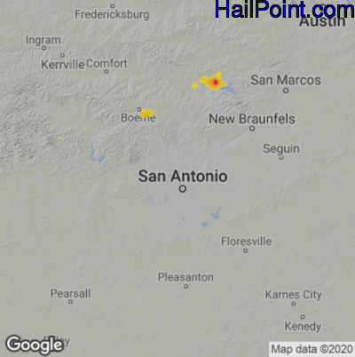 Hail Map for San Antonio, TX Region on August 1, 2021