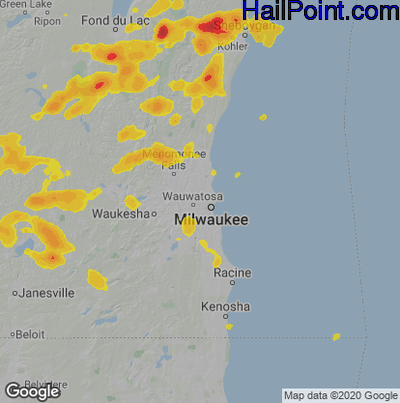Hail Map for Milwaukee, WI Region on August 6, 2021 