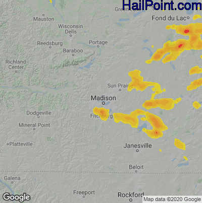 Hail Map for Madison, WI Region on August 6, 2021 