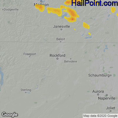 Hail Map for Rockford, IL Region on August 6, 2021