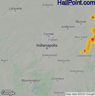 Hail Map for Indianapolis, IN Region on August 7, 2021