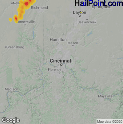 Hail Map for Cincinnati, OH Region on August 7, 2021