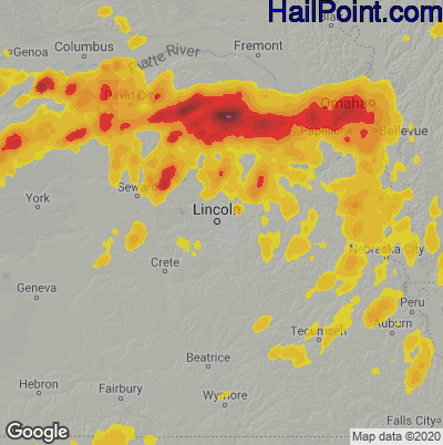 Hail Map for Lincoln, NE Region on August 7, 2021 