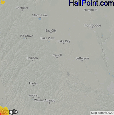 Hail Map for Carroll, IA Region on August 8, 2021