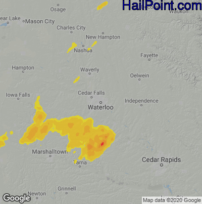 Hail Map for Waterloo, IA Region on August 8, 2021 