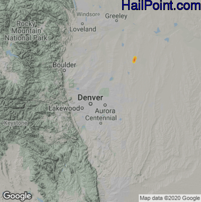 Hail Map for Denver, CO Region on August 9, 2021