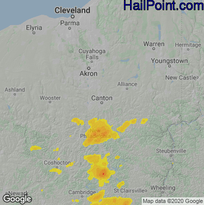 Hail Map for Canton, OH Region on August 10, 2021 