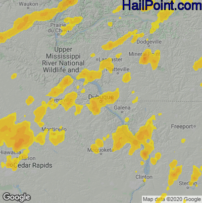 Hail Map for Dubuque, IA Region on August 10, 2021