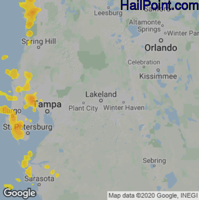 Hail Map for Lakeland, FL Region on August 10, 2021