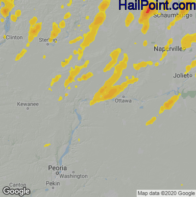 Hail Map for Peru, IL Region on August 10, 2021