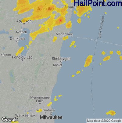 Hail Map for Sheboygan, WI Region on August 10, 2021
