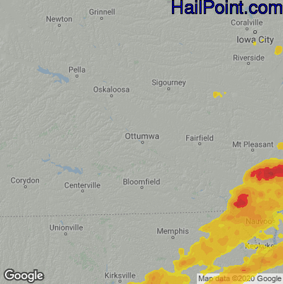 Hail Map for Ottumwa, IA Region on August 11, 2021