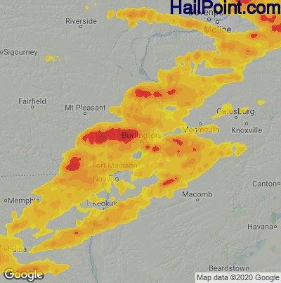 Hail Map for Burlington, IA Region on August 11, 2021
