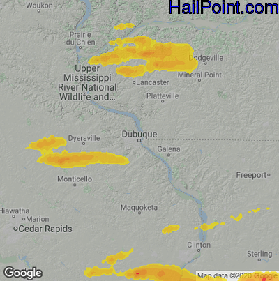 Hail Map for Dubuque, IA Region on August 11, 2021