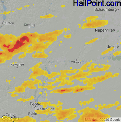 Hail Map for Peru, IL Region on August 11, 2021 