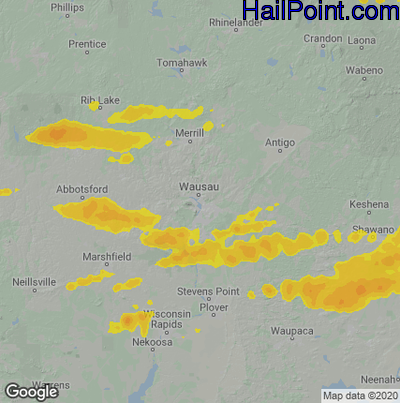 Hail Map for Wausau, WI Region on August 11, 2021 